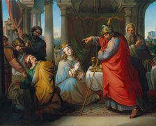King Ahasuerus condemns Haman to death, 1835. Creator: Anton Petter.