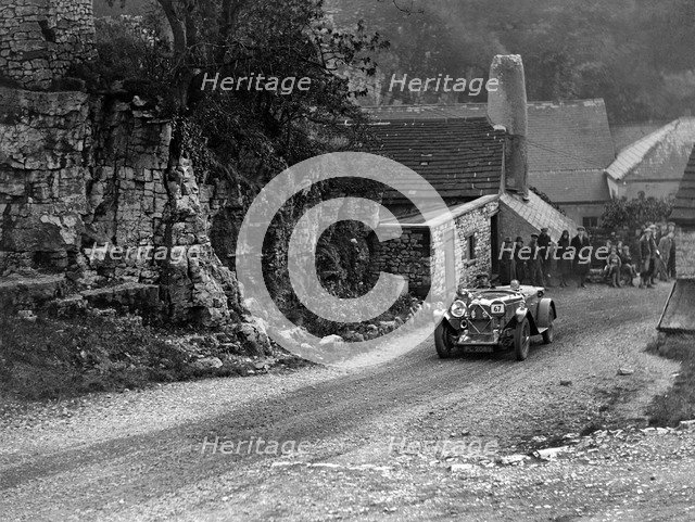 Lagonda of Lord de Clifford competing in the MCC Sporting Trial, Litton Slack, Derbyshire, 1930. Artist: Bill Brunell.