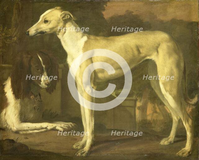 Portrait of a Greyhound and Spaniel, 1665-1680. Creator: Jan Weenix.