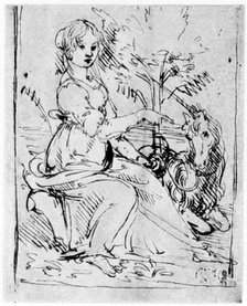 Maiden with a Unicorn, c1480 (1954).Artist: Leonardo da Vinci