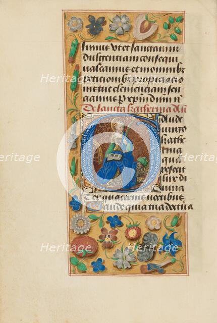 Initial G: Saint Catherine; Crohin-La Fontaine Hours, (about 1480-1485?). Creators: Master of the Dresden Prayer Book, Workshop of the Master of the Dresden Prayer Book.