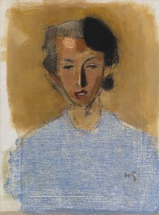 Portrait of a Girl in Blue and Brown (Inez), 1944. Creator: Helene Schjerfbeck.