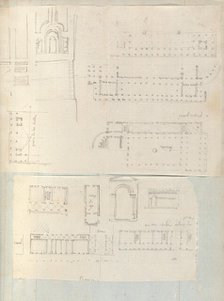 Page from a Scrapbook containing Drawings and Several Prints of Architecture, Int..., ca. 1800-1850. Creators: Workshop of Charles Percier, Workshop of Pierre François Léonard Fontaine.