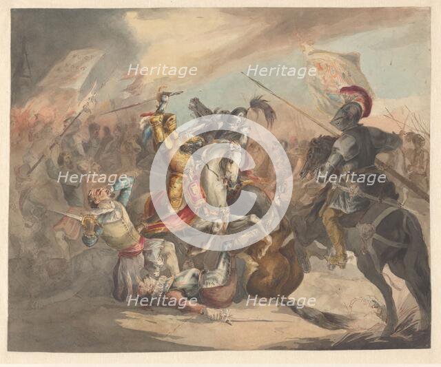 Battle with knights, 1842-1850. Creator: Roeland Christiaan Korthals.