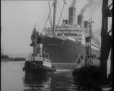 A Large Ship Coming in to Dock, 1930s. Creator: British Pathe Ltd.