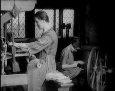 Female Civilian and Female Child Spinning and Weaving, 1931. Creator: British Pathe Ltd.