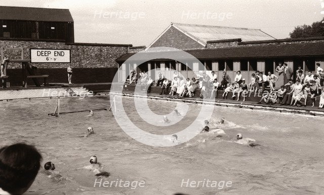 A water polo match, Yearsley baths, York, Yorkshire, 1955. Artist: Unknown