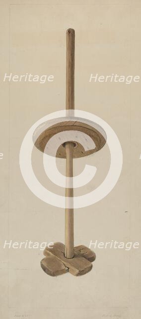 Dasher for Butter Churn, 1935/1942. Creator: Clyde L. Cheney.