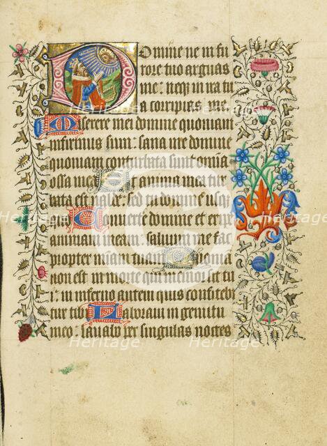 Initial D: David in Prayer; Book of Hours, about 1430-1440. Creator: Fastolf Master.