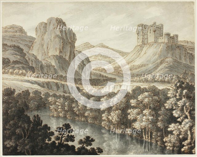 A Romantic Landscape with a Ruined Castle, 1778-87. Creator: Robert Adam.