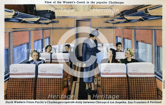 Women's coach on the North Western Union Pacific's popular 'Challenger' train, USA, 1941. Artist: Unknown