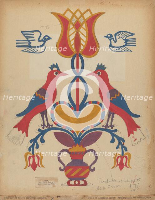 Drawing for Plate 15: From the Portfolio "Folk Art of Rural Pennsylvania", c. 1939. Creator: Unknown.