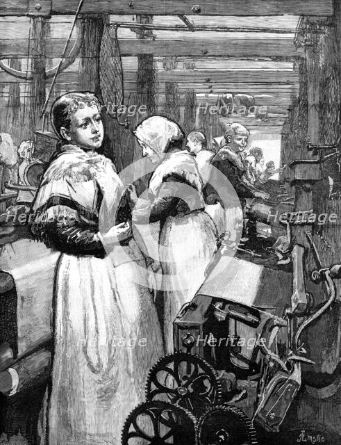 At Work in a Woollen Factory, 1883. Creator: Eugène Froment.