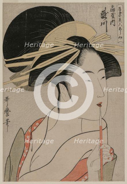 The Courtesan Takigawa of Ogiya (from the series A Selection of Beautiful Women...), c. 1798. Creator: Kitagawa Utamaro (Japanese, 1753?-1806).