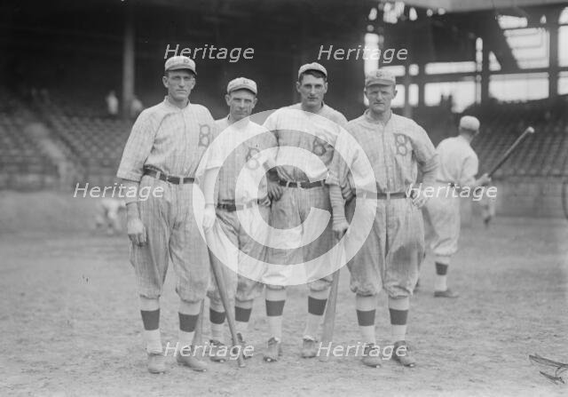 Jake Daubert, George Cutshaw, Ivy Olson, Mike Mowrey, Brooklyn NL infield (baseball), 1916. Creator: Bain News Service.