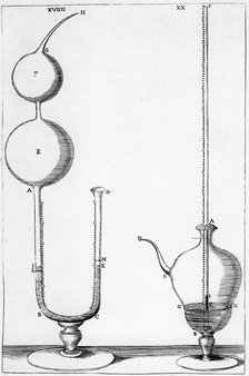 Experimental barometers used by the Accademia dell Cimento, Florence, Italy, 1691. Artist: Unknown