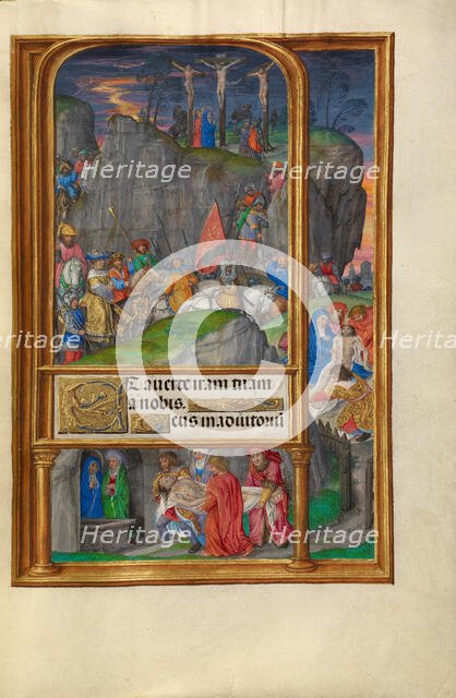 The Crucifixion; Spinola Hours, about 1510-1520. Creator: Master of James IV of Scotland.