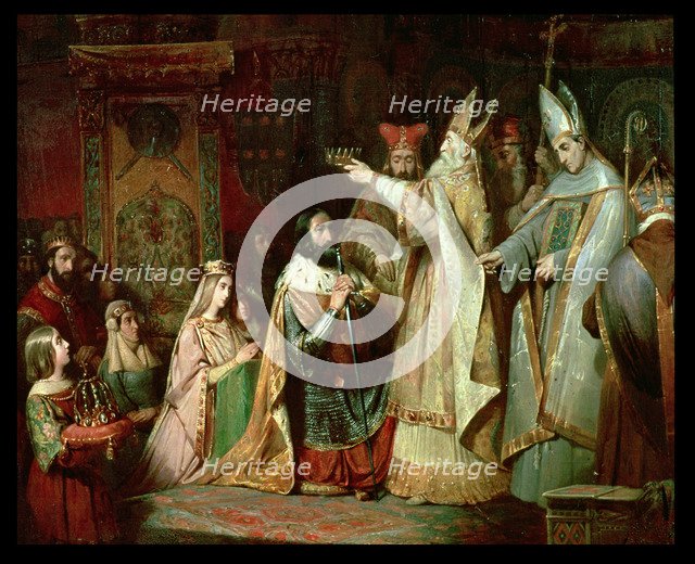 Charlemagne is crowned king of the Lombards in 774.