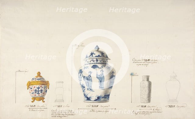 Design for Five Vases, ca. 1770-85. Creator: Anon.
