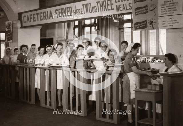 Rowntree cafeteria service, 1946. Artist: Unknown