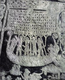 Detail of a carved funerary stone.
