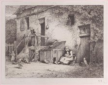 In Front of the House, 1845. Creator: Charles Emile Jacque.