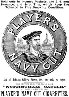 Advertisement for Player's Nayy Cut Cigarettes, 1895. Creator: Unknown.