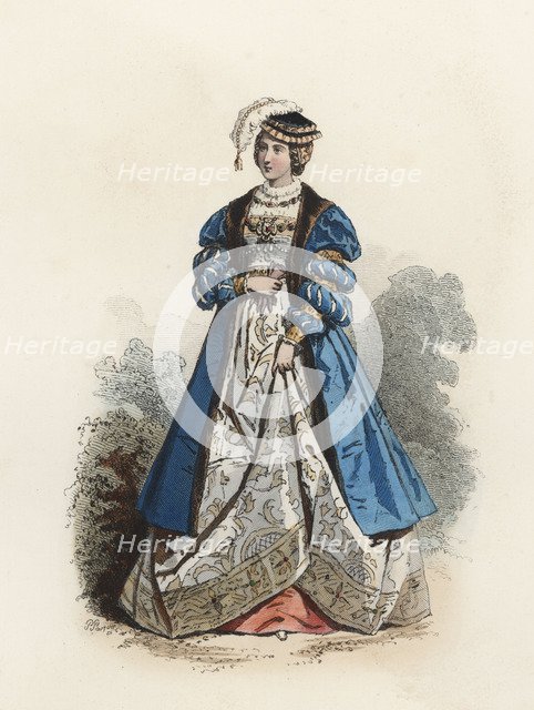 Polish Princess, in the modern age, color engraving 1870.