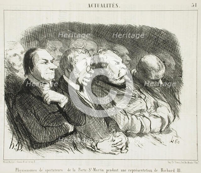 Physionomies de spectateurs de la Porte St-Martin..., 1852. Creator: Honore Daumier.