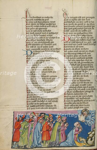 Moses and the Seventy Elders before God; Weltchronik, about 1400-1410. Creator: Unknown.