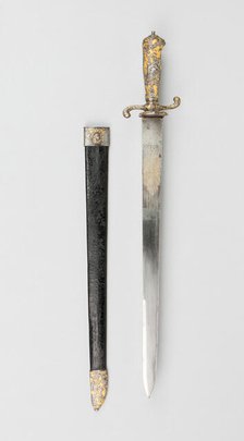 Hunting Hanger with Scabbard, France, 1740/60. Creator: Unknown.