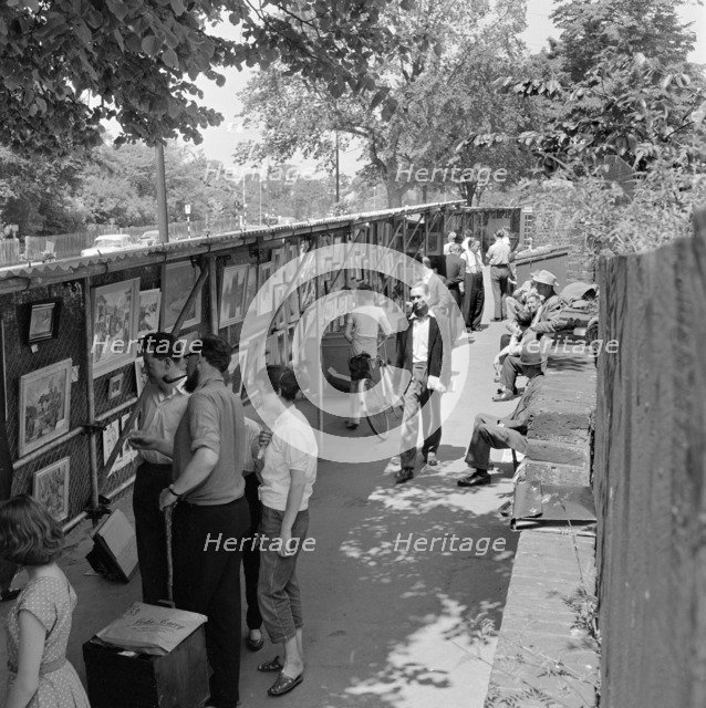 Open-air art exhibition, Hampstead, London, 1962-1964. Artist: John Gay