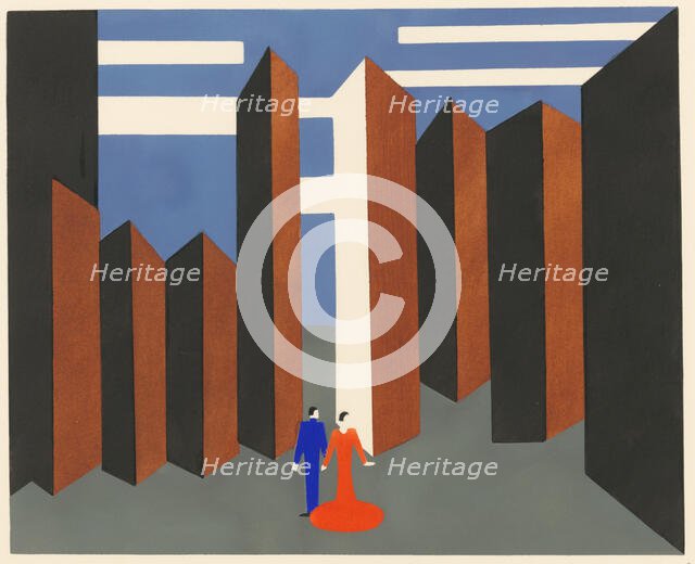 Scenic design from the portfolio Décors de Théâtre, 1930. Creator: Exter, Alexandra Alexandrovna (1882-1949).