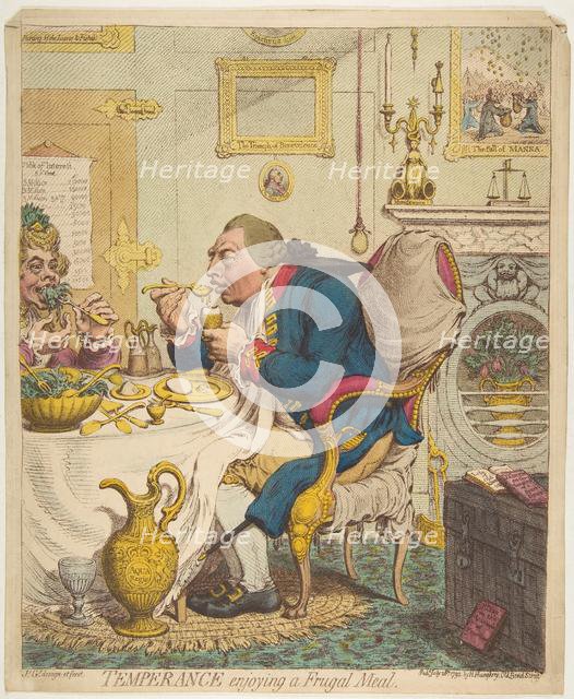 Temperance Enjoying a Frugal Meal, July 28, 1792. Creator: James Gillray.