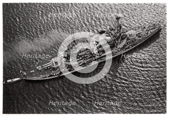 Aerial view of the German battleship SMS 'Schlesien', from a Zeppelin, c1931 (1933). Artist: Unknown