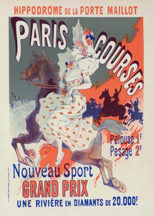 Affiche pour l'Hippodrome de la Porte-Maillot, "Paris-Courses"., c1897. Creator: Jules Cheret.