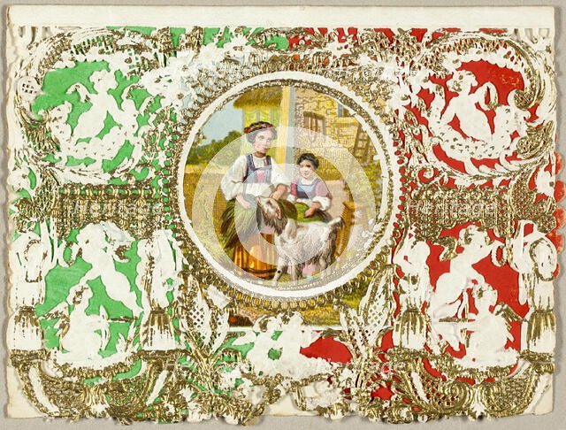 Untitled Valentine (Country Girls with Dog), 1860/69. Creator: Thomas Wood.