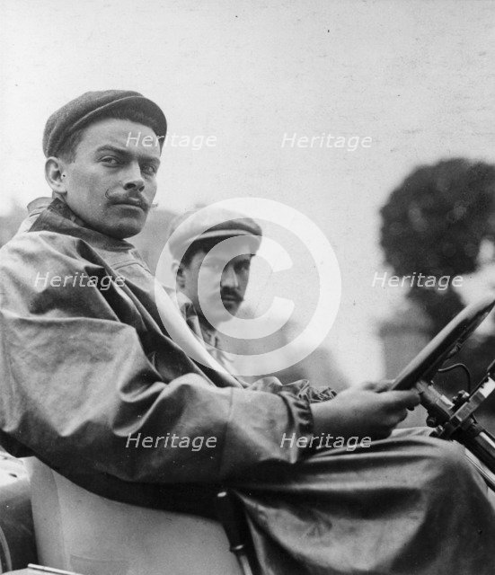 Louis Wagner in a Darracq. Artist: Unknown