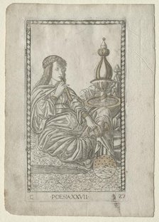 Poetry (from the Tarocchi, series C: Liberal Arts, #27), before 1467. Creator: Master of the E-Series Tarocchi (Italian, 15th century).