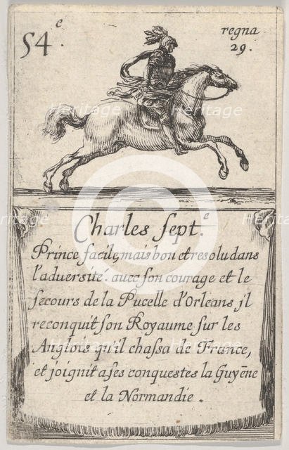 Charles Sept.-e / Prince facile..., from 'Game of the Kings of France' (Jeu des Rois de Fr..., 1644. Creator: Stefano della Bella.