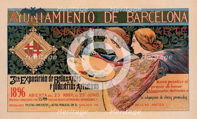 Affiche espagnole pour la "Troisième Exposition de Barcelone", c1897. Creator: Alexandre de Riquer.