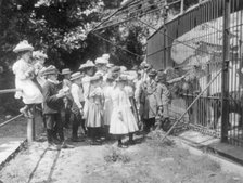 Group of public school children looking at bears in the National Zoo(?), Washington, D.C., (1899?). Creator: Frances Benjamin Johnston.