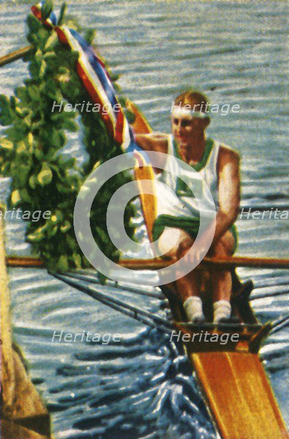 Australian rower Bobby Pearce wins the single sculls, 1928. Creator: Unknown.
