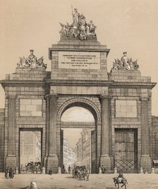 Door of Toledo in Madrid, conceived as a triumphal arch dedicated to King Ferdinand VII, built in…