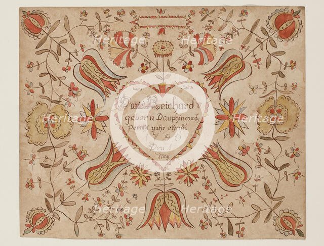 Birth Certificate for Daniel Reichard, 1780. Creator: Unknown.