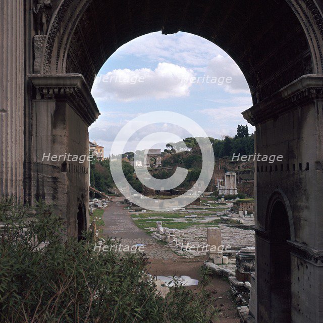 The Roman forum and Arch of Septimus Severus, 3rd century. Artist: Unknown