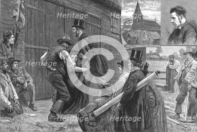 ''Beating the Bounderies; Bumping the Vicar against a Barn Door, Bisley, Woking Surrey'', 1888. Creator: Unknown.
