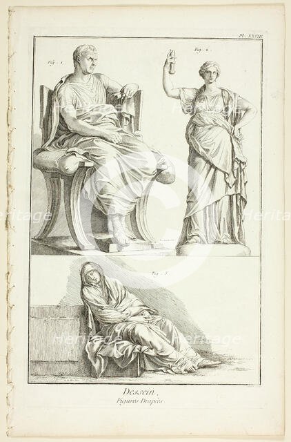 Design: Draped Figures, from Encyclopédie, 1762/77. Creator: A. J. Defehrt.