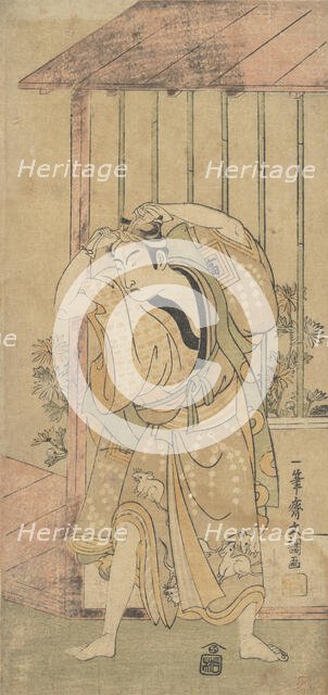 The First Ichikawa Komazo as a Man Standing beside a Building, 1770 or 1771. Creator: Ippitsusai Buncho.