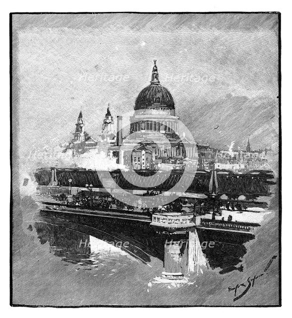 Blackfriars Bridge and St Paul's Cathedral, London. Artist: Unknown